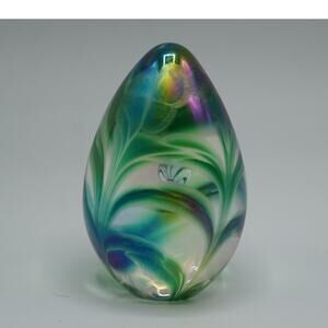 Glass Eye Studio Multicolor Egg Shape Paperweight GES 2007